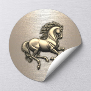 Modern Guld Häst Häst- Runt Klistermärke