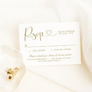 Modern Guld Heart Calligraphy-skript Bröllop OSA Kort
