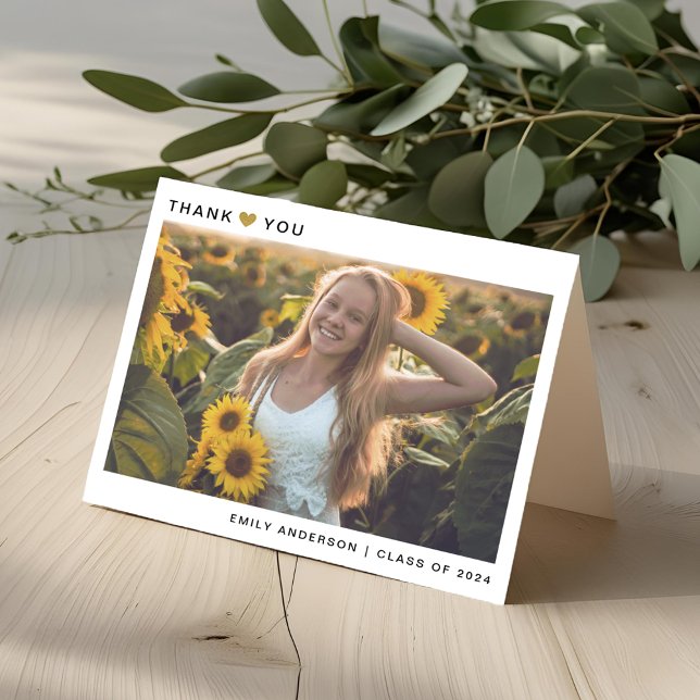 Modern Guld Heart Foldad Studenten-tackkort Tack Kort (Skapare uppladdad)