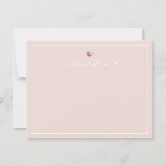 Modern Guld Heart Note Calligraphy Ro med skript Anteckningskort (Framsida)