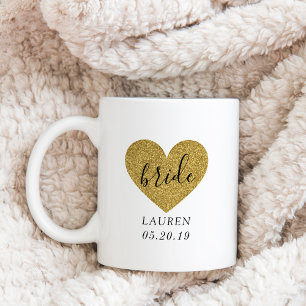Modern Guld Heart Personlig Bride Kaffemugg
