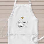 Modern Guld Heart Personlig Namn Baking Apron Förkläde<br><div class="desc">Anpassningsbar-designad snyggt monogrammad plattor med guld hjärta och personlig namn i modern handcalligrafi.</div>