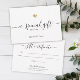 Modern Guld Heart-Speciellt presentkort för skript