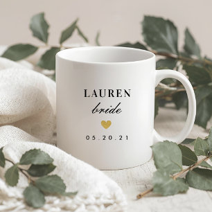 Modern Guld Hjärtan Brud Att Bli Kaffemugg