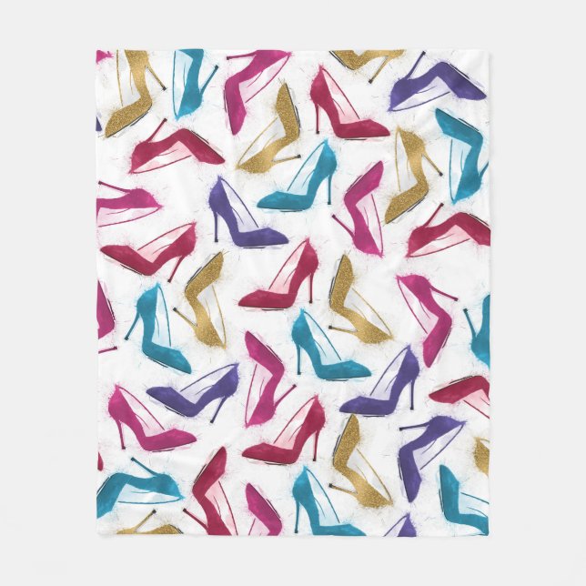 Modern Guld Högklackar Watercolor Fleecefilt (Framsidan)