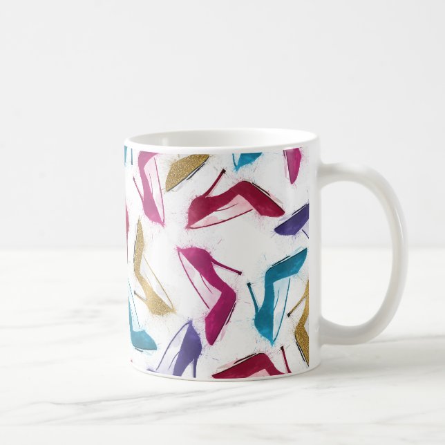 Modern Guld Högklackar Watercolor Kaffemugg (Höger)