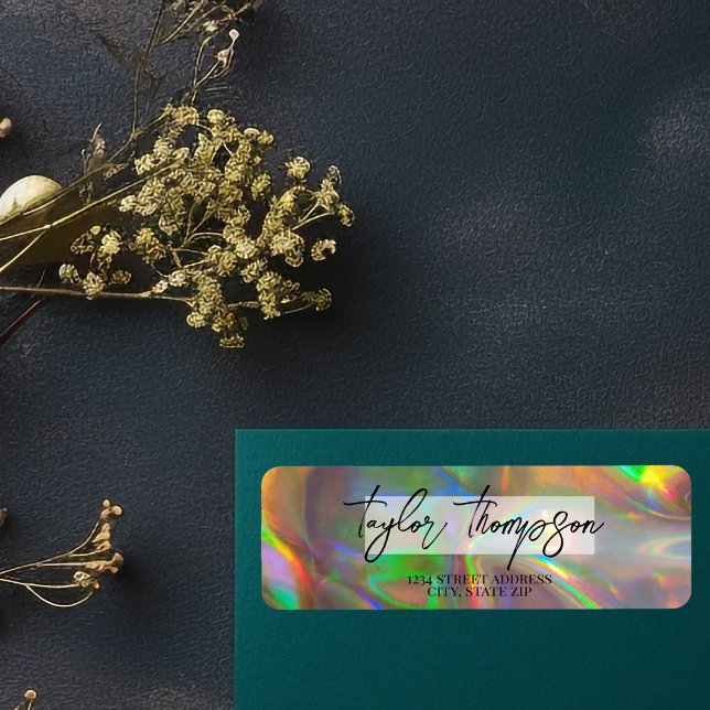 Modern Guld Holografisk adressetikett för återsänd Returadress Etikett (Skapare uppladdad)