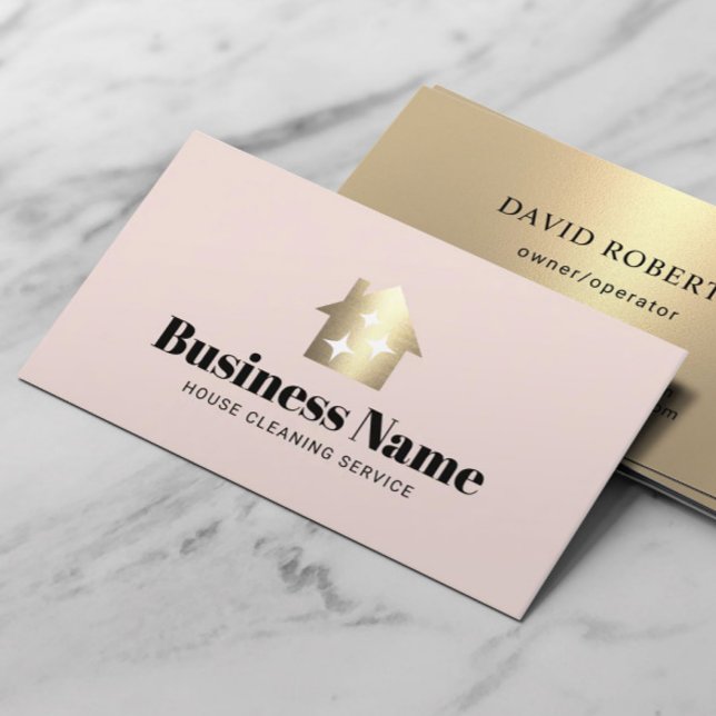 Modern Guld House Städning Maid Service  Rosa Visitkort (Skapare uppladdad)