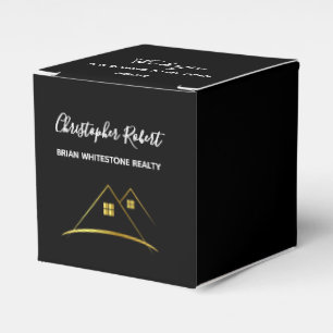 Modern Guld Hus Logotyp Fastigheter Presentaskar