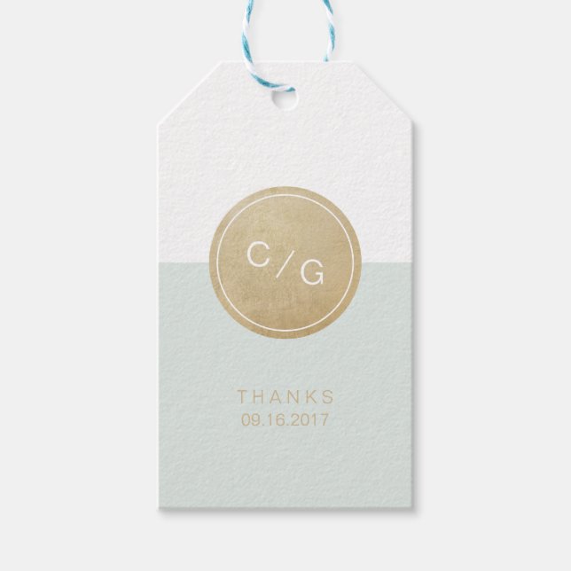 Modern  guld i glitter ro med kärlek monogram presentetikett (Framsidan)