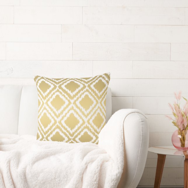 Modern Guld Ikat Diamond Mönster Kudde (Soffa)