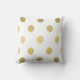 Modern Guld Ikat Dots Mönster White Kudde