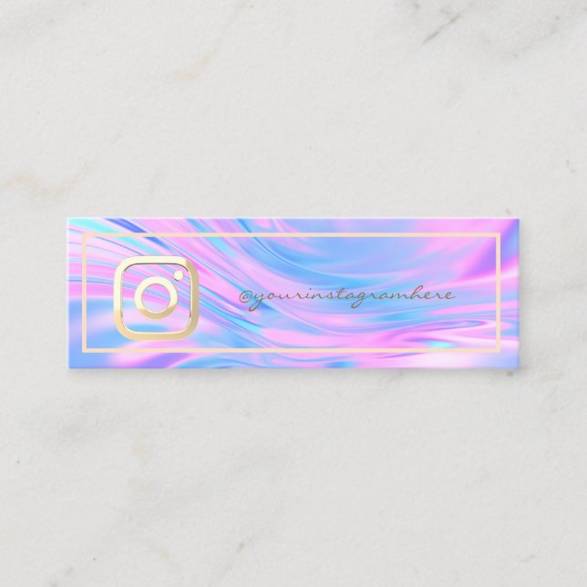 Modern Guld Instagram Holografisk Mini Visitkort (Framsida)
