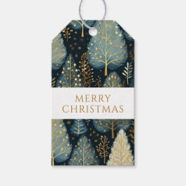 Modern Guld Jul Skog God Jul Presentetikett