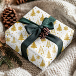Modern Guld Julgranar Festive Helgdagars Presentpapper<br><div class="desc">De moderna Guld Julgranar Festive Helgdagars Mönster Wrapping Papper Gift Wrap har en mönster av guldberget Julgranar och snöflingor på vit bakgrund. Perfekt för presenter som täcker in julklappar och helgdag. Skapat av Evco Studio www.zazzle.com/store/evcostudio</div>