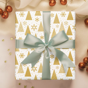 Modern Guld Julgranar Festive Helgdagars Presentpapper