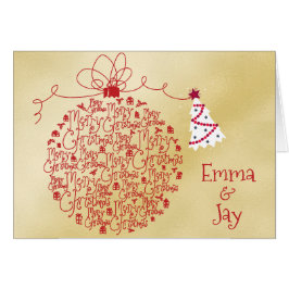 Modern Guld-julkort med Namn-familjen OBS Kort