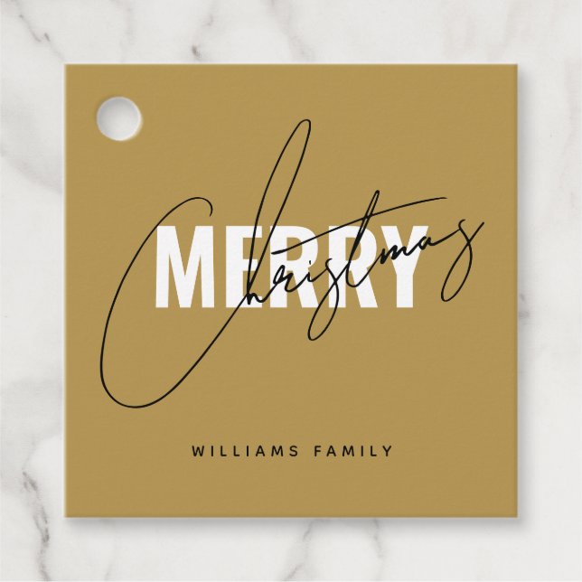 Modern guld-julmanus gåvor etiketter (Framsida)