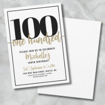 Modern Guld-Kalligrafi 100-års Födelsedagsfest