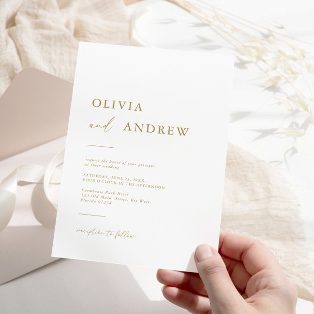 Modern Guld-kalligrafi - minimalistisk Bröllop Inbjudningar (Skapare uppladdad)