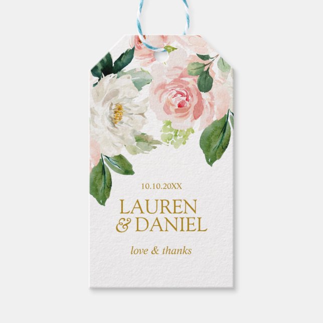 Modern  | Guld Kärlek tack bröllop Presentetikett (Framsidan)