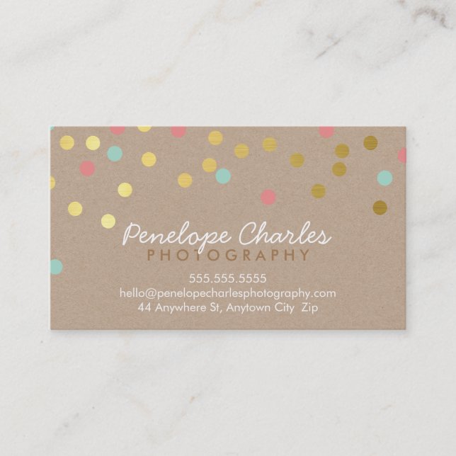 MODERN guld konetti spot mönster myntkorall Visitkort (Framsida)