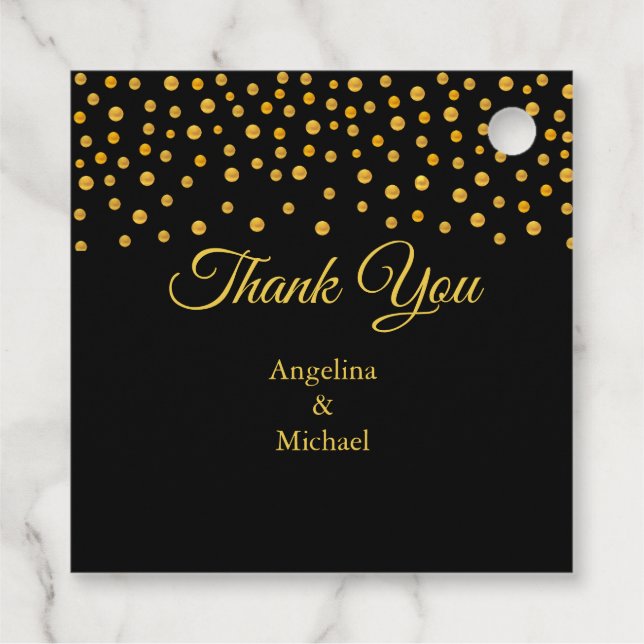 Modern Guld Konfetti Tack Gåvor Etiketter (Baksida)