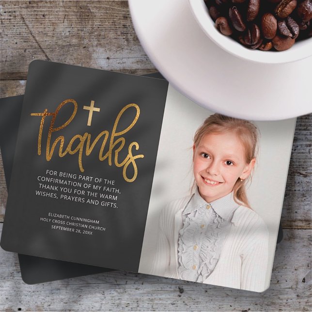 Modern Guld Kor-fotobekräftelse Tack Kort (Skapare uppladdad)