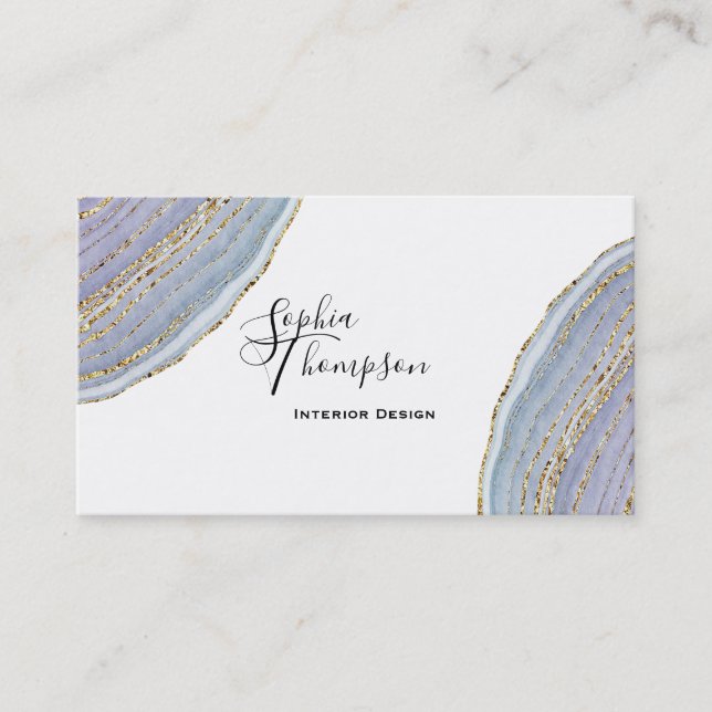 Modern guld- lavendelGeode Agate - visitkort (Framsida)