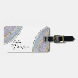 Modern Guld Lavender Geode Agate - Luggage Tag Bagagebricka