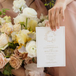 Modern Guld Leafy Vapensköld Monogram Bröllop Inbjudningar<br><div class="desc">Vi älskar det här trendiget, den moderna bröllopsinbjudan till guld! Enkelt, elegant och åh-så-söt, det har en hand plockade-läskig krans som omger ett modernt bröllop monogram. Det är personlig i elegantens typografi och accentuerad med handskriven kalligrafi. Slutligen trimmas det i ett känsligt ram. Visa sviten här: https://www.zazzle.com/collections/gold_leafy_crest_monogram_wedding-119668631605460589 Kontakta designern för...</div>