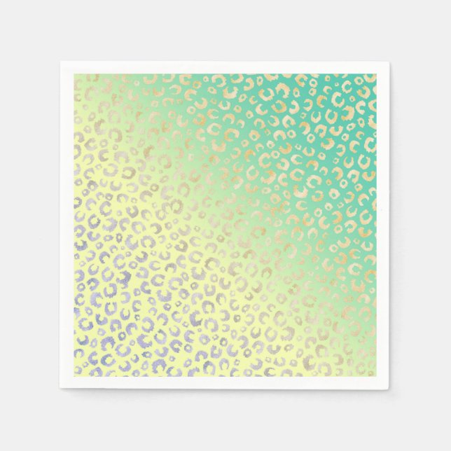 Modern Guld Leopard Gult Mint Design Pappersservett (Framsidan)