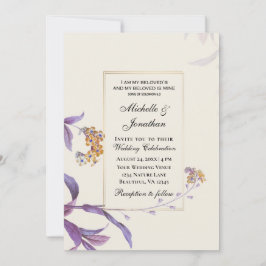Modern Guld Lila blommor Christian Bröllop Inbjudningar