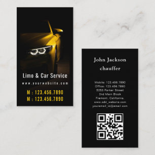Modern Guld Limousine QR-kod för Limo & Car Servic Visitkort