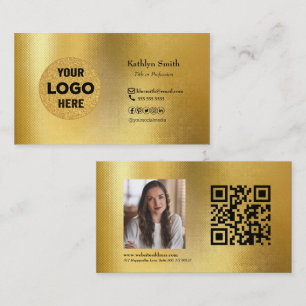 Modern Guld LOGOTYP Photo QR-kodProfessionell Visitkort