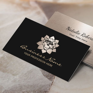 Modern Guld Lotus Flower Black Salon & SPA Visitkort