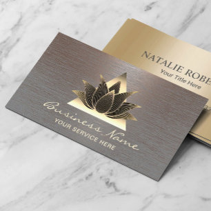 Modern Guld Lotus Logotyp Snyggt Copper Salon Spa Visitkort