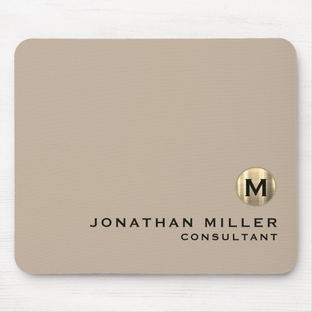 Modern Guld Luxury Monogram Beige Musmatta (Framsidan)