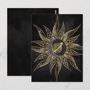 Modern Guld Måne-planeten Sol Universe Mandala Vykort