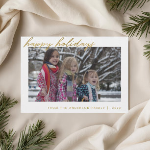 Modern guld manus Glad jul Familjefoto Julkort