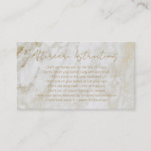 Modern Guld Marble Elegant Lash Aftercare Visitkort