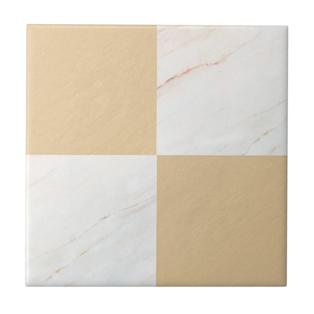 Modern Guld Marble Geometric Checker Kakelplatta (Framsidan)