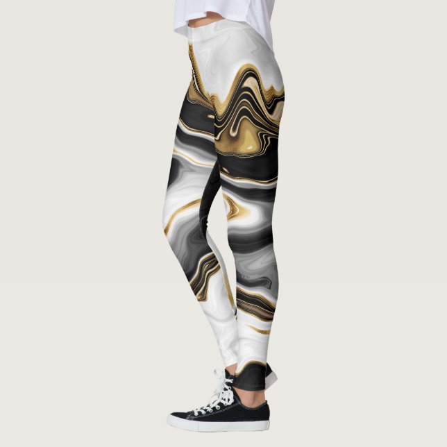 Modern Guld marble Painting Aestthetic Leggings (Vänster)