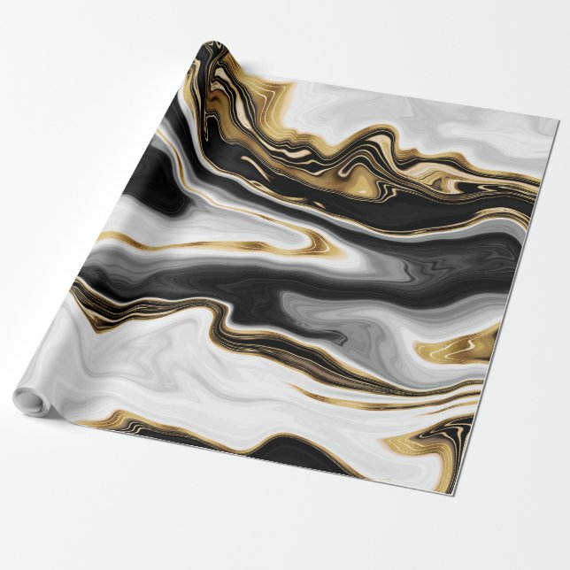 Modern Guld marble Painting Aestthetic Presentpapper (Utrullad)