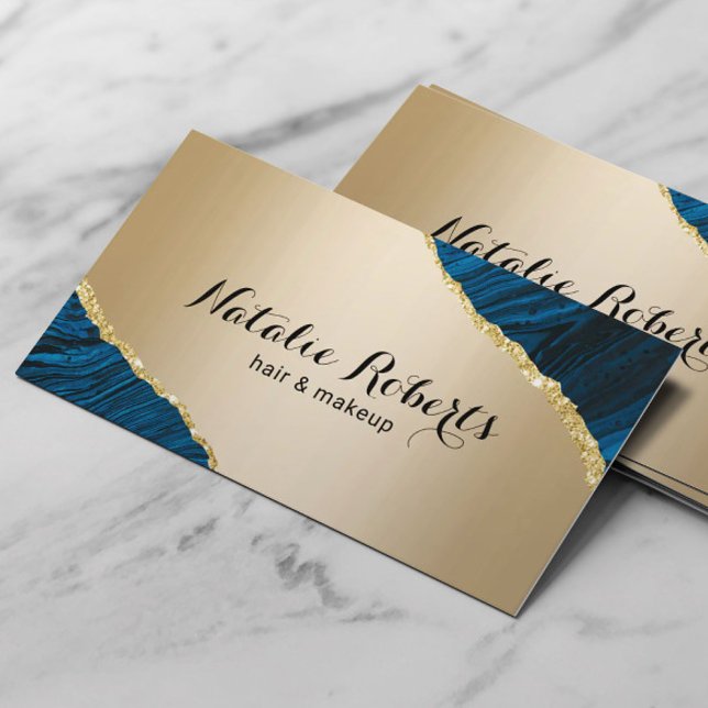 Modern Guld marinagate Makeup Artist Hair Salon Visitkort (Skapare uppladdad)