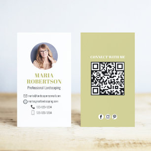 Modern Guld-media med minimal QR-kod Social Visitkort