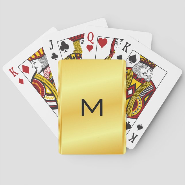 Modern Guld Metallic look Monogram Namn-mall Casinokort (Baksidan)