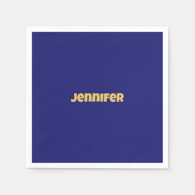 Modern Guld Midnight Blue Färg Plain Unix Pappersservett (Framsidan)