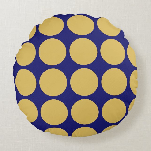 Modern Guld Midnight Blue Färg Plain Unix Rund Kudde (Framsidan)