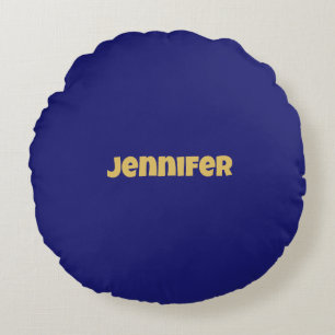 Modern Guld Midnight Blue Färg Plain Unix Rund Kudde